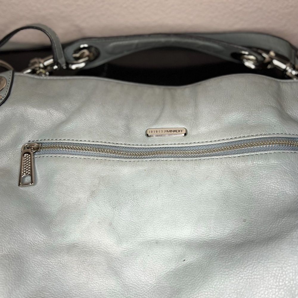 Rebecca Minkoff Studded Satchel Bag Shoulder Purse Bright Light Blue​​​ - Picture 4 of 12